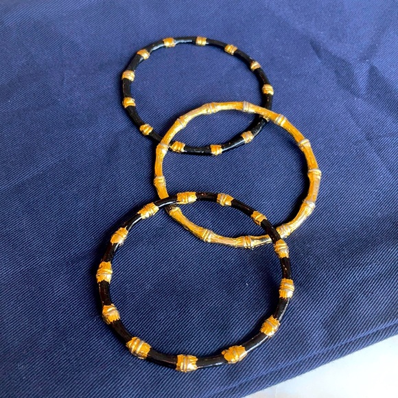 K J Lane style enamel bamboo bangles - Picture 4 of 9